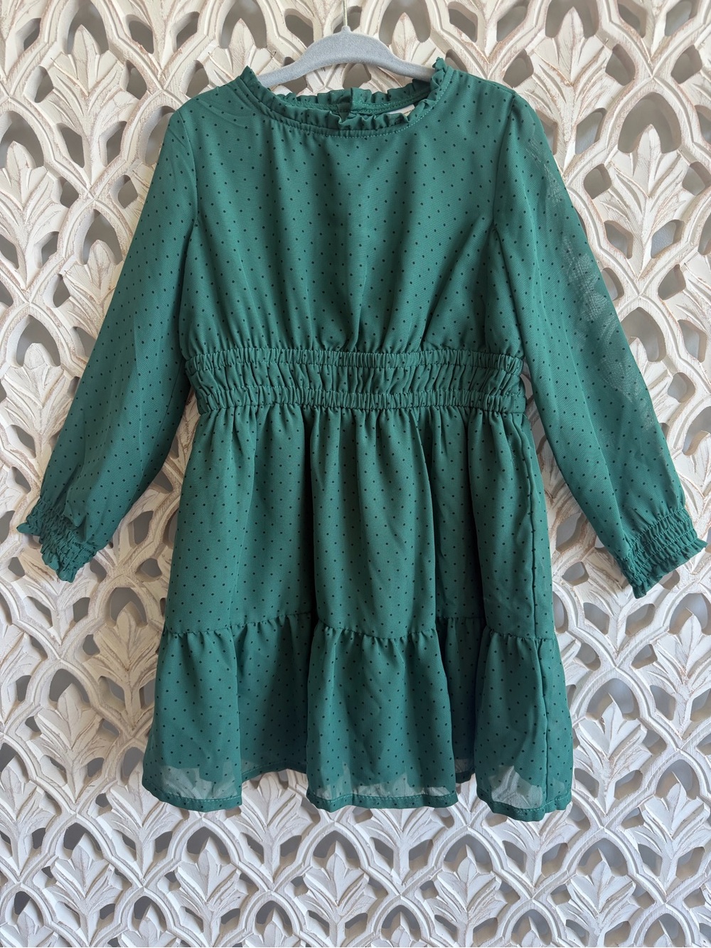Carter’s Girls Green Polka Dot Ruffle Dress Size 4